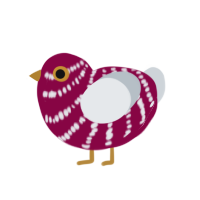 A maroon and mist chicken with a bar pattern