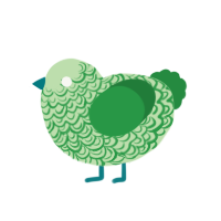 A gluppy and viridian chicken with a double-lace pattern
