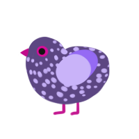 A overcast and lilac chicken with a speckle pattern