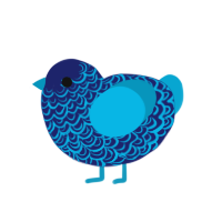 A navy and cerulean chicken with a double-lace pattern