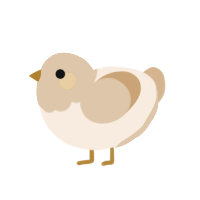 A cream and beige chicken with a head pattern
