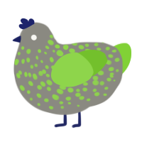 A ash and grass chicken with a speckle pattern
