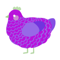 A amethyst and blurple chicken with a lace pattern