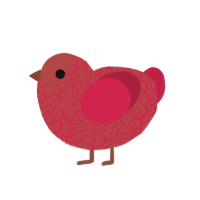 A red and crimson chicken with a double-lace pattern