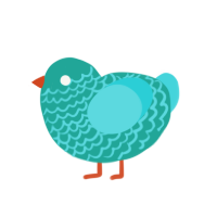 A turquoise and aqua chicken with a lace pattern