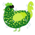 Midori, a leaf and lime chicken with a speckle pattern