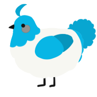 A white and cerulean chicken with a head pattern