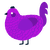 A amethyst and violet chicken with a lace pattern