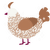 A white and brown chicken with a double-lace pattern