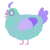 A mint and lilac chicken with a lace pattern
