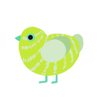 LIMA, a lime and gluppy chicken with a bar pattern