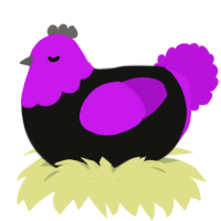 A black and amethyst chicken with a head pattern