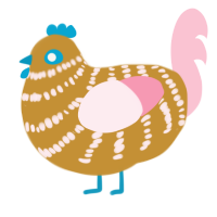 A gold and rose chicken with a bar pattern
