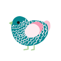 梅雨, a teal and rose chicken with a lace pattern