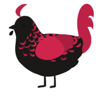 A sable and crimson chicken with a half-lace pattern