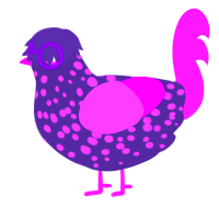 Konnie, a overcast and orchid chicken with a speckle pattern