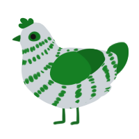 Peyton, a mist and leaf chicken with a bar pattern