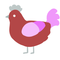 A red and lavender chicken