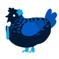 A tumblr and ultramarine chicken with a half-lace pattern