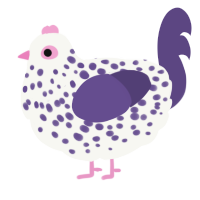 A white and overcast chicken with a speckle pattern