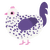 A white and overcast chicken with a speckle pattern