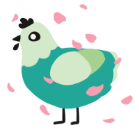 A turquoise and gluppy chicken with a head pattern
