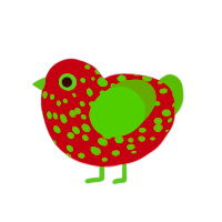 Strawbebby, a maroon and leaf chicken with a speckle pattern