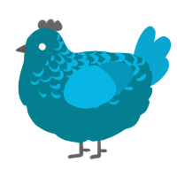A sea and cerulean chicken with a half-lace pattern