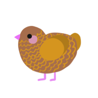 A brown and ochre chicken with a lace pattern
