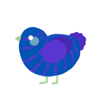 A ultramarine and indigo chicken with a bar pattern