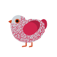 peppermint, a mist and crimson chicken with a double-lace pattern