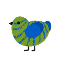 blimey limey, a chartreuse and ultramarine chicken with a bar pattern