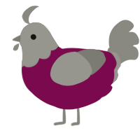 thimble, a wine and ash chicken with a head pattern