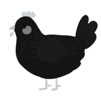 A black and sable chicken with a half-lace pattern