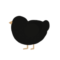 DARKNESS, a black chicken with a speckle pattern