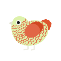 A apple and vermilion chicken with a lace pattern