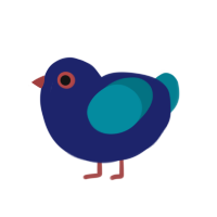 Bluey, a navy and sea chicken