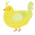 wet son corn cob, a yellow and lemon chicken with a lace pattern