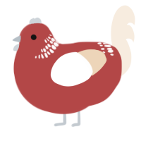 A red and cream chicken with a neck-band pattern