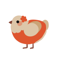 A vermilion and beige chicken with a head pattern