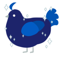 Okab, a navy and ultramarine chicken