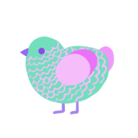 A mint and lavender chicken with a lace pattern