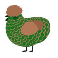 A leaf and brown chicken with a lace pattern