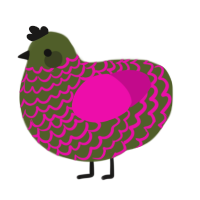 A olive and fuchsia chicken with a lace pattern
