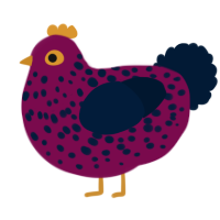A wine and tumblr chicken with a speckle pattern