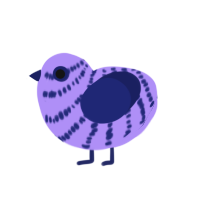 Ouh, a lilac and navy chicken with a bar pattern