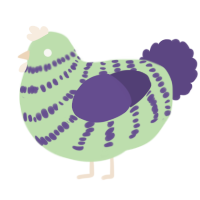 A gluppy and overcast chicken with a bar pattern