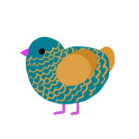 A sea and orange chicken with a lace pattern
