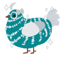 Wyrm, a teal and mist chicken with a bar pattern