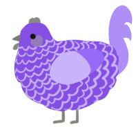 A blurple and lilac chicken with a lace pattern
